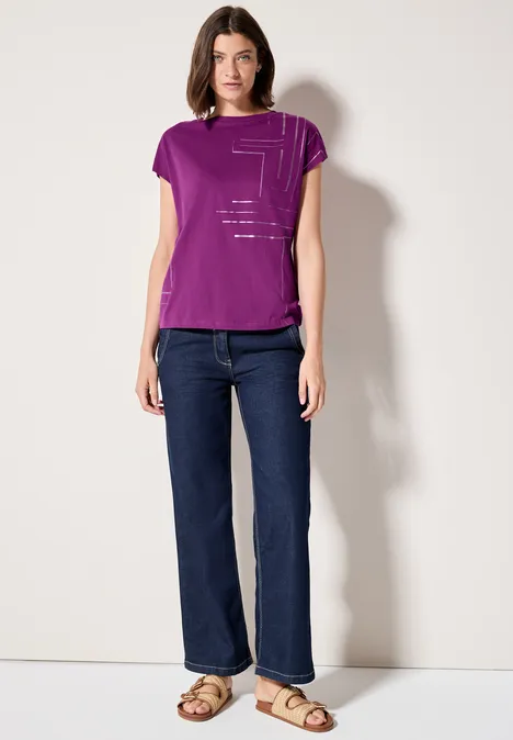 T-Shirt mit Folien-Print anemone pink