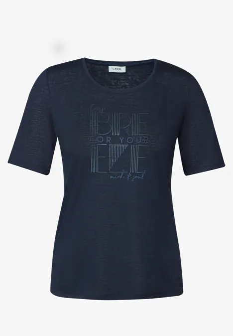 Leinen-Look T-Shirt universal blue