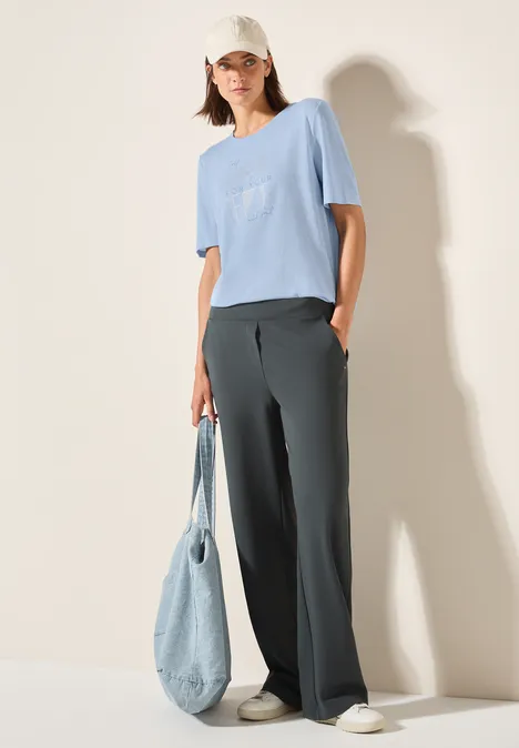 Leinen-Look T-Shirt pastel blue