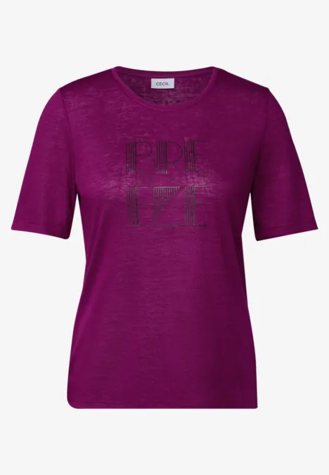 Leinen-Look T-Shirt anemone pink