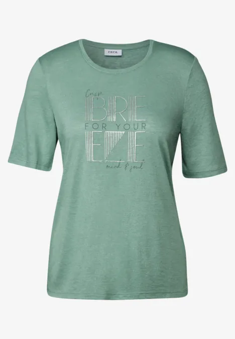 Leinen-Look T-Shirt matcha green