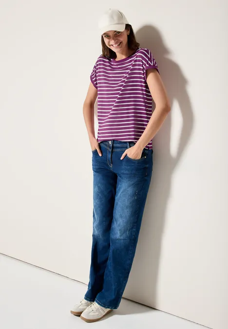 Gestreiftes T-Shirt anemone pink