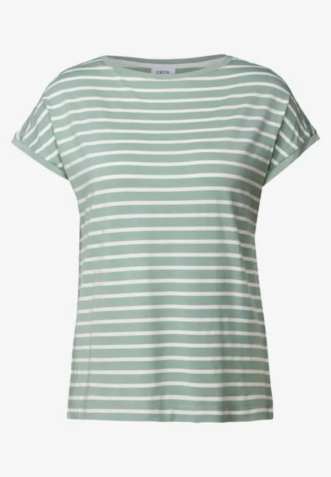 Gestreiftes T-Shirt matcha green
