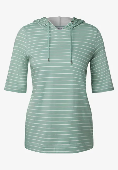 Gestreifter Kapuzenpullover matcha green
