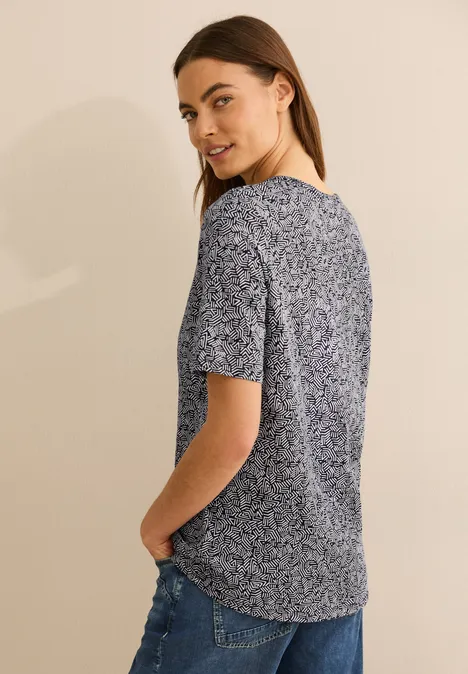 Gemustertes Rundhalsshirt universal blue