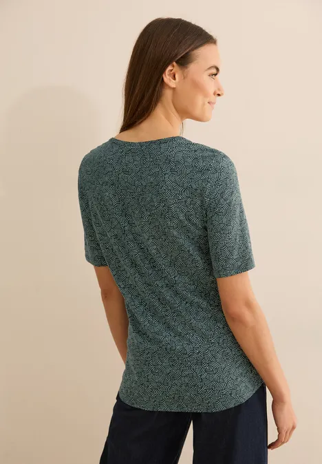 Gemustertes Rundhalsshirt slate khaki