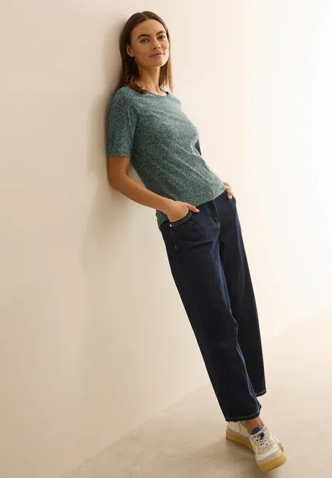 Gemustertes Rundhalsshirt slate khaki