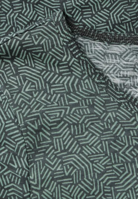 Gemustertes Rundhalsshirt slate khaki