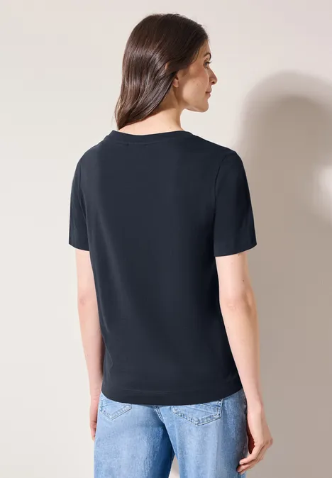 Basic T-Shirt mit Print universal blue