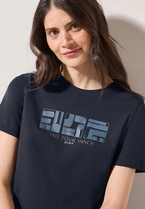Basic T-Shirt mit Print universal blue