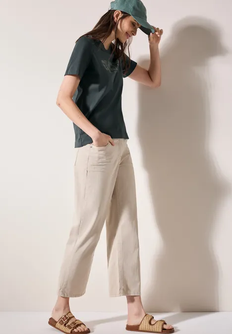 Basic T-Shirt mit Print slate khaki