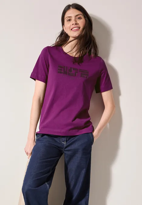 Basic T-Shirt mit Print anemone pink