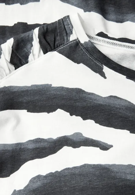 Print Shirt mit Raffung volcanic grey