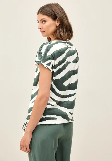 T-shirt imprimé avec fronces dark balmy khaki
