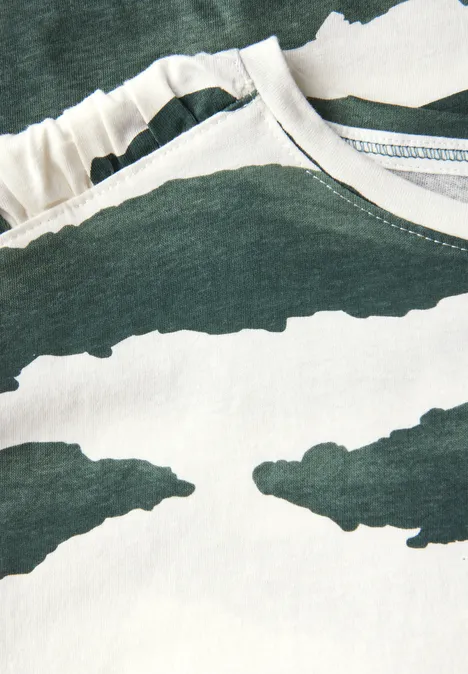 T-shirt imprimé avec fronces dark balmy khaki