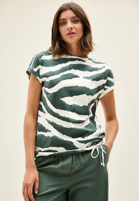 T-shirt imprimé avec fronces dark balmy khaki
