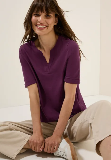 T-Shirt im Tunika-Look deep berry
