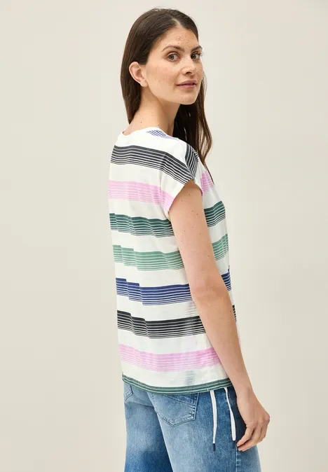 Streifenshirt mit Bändern vanilla white