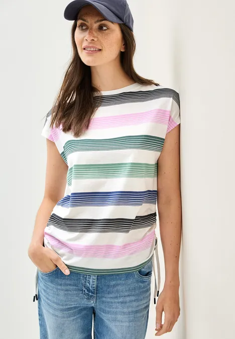Streifenshirt mit Bändern vanilla white
