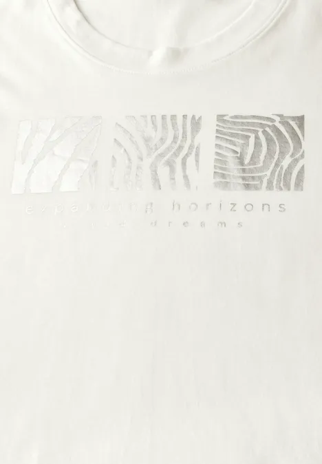 T-Shirt mit Frontprint vanilla white