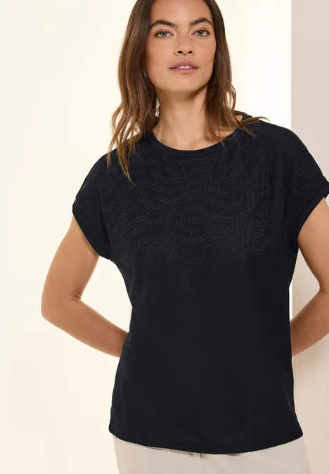 Shirt mit Stick-Muster Black