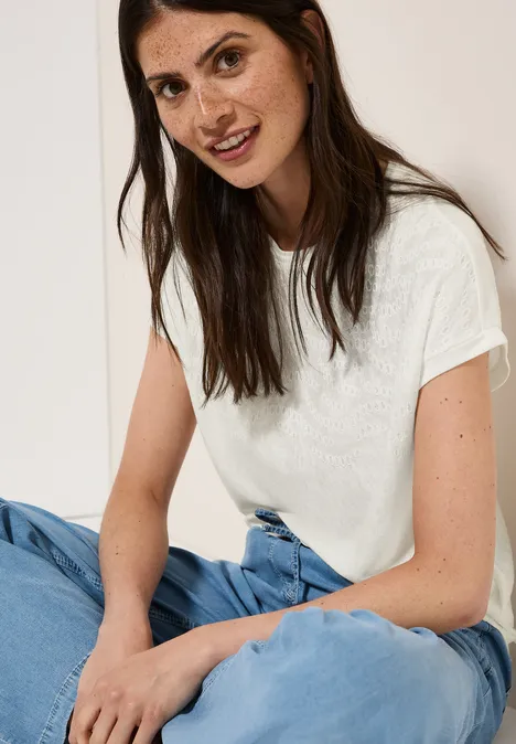 Shirt mit Stick-Muster vanilla white