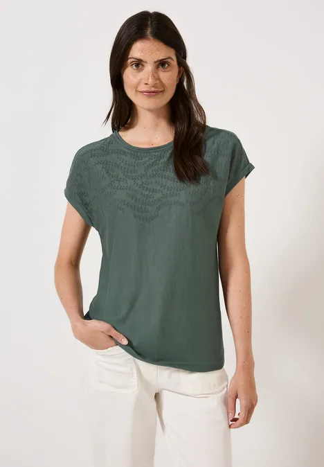 Shirt mit Stick-Muster dark balmy khaki
