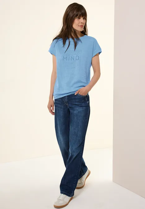 Shirt im Ausbrenner-Look fresh light blue