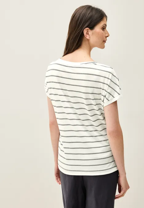 Softes T-Shirt mit Streifen vanilla white