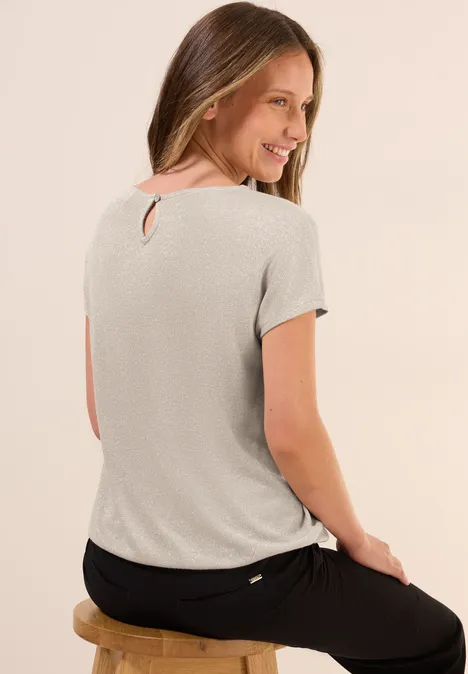 Glitzer Shirt mit Wording pearl beige mel.