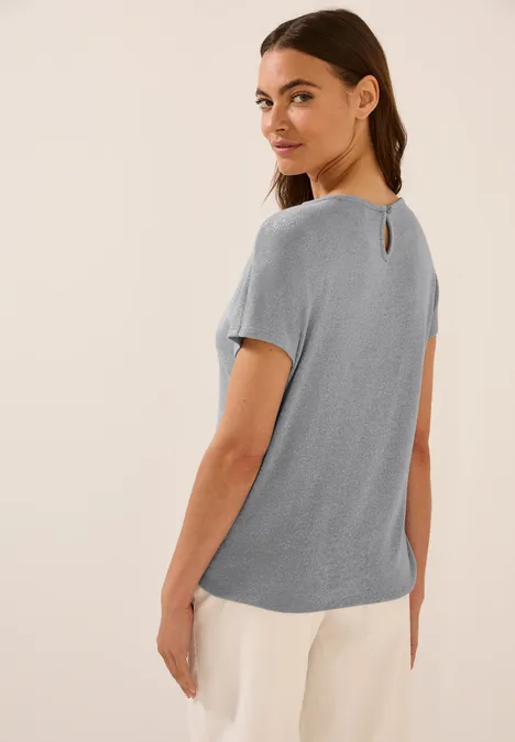 Glitzer Shirt mit Wording cobble grey