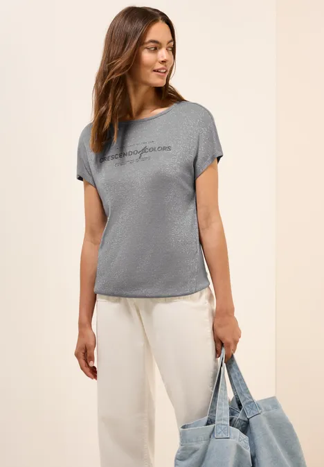 Glitzer Shirt mit Wording cobble grey