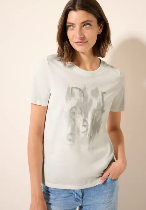 T-Shirt mit Folienprint vanilla white