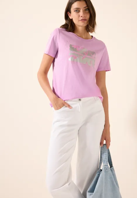 T-Shirt mit Folienprint cherry blossom pink
