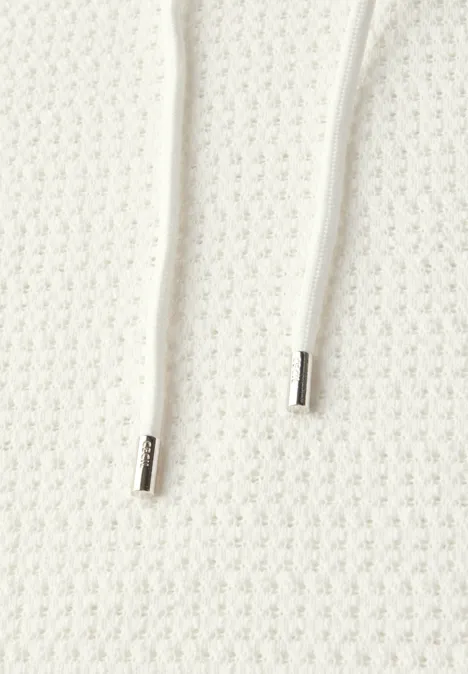 Strukturshirt mit Kapuze vanilla white
