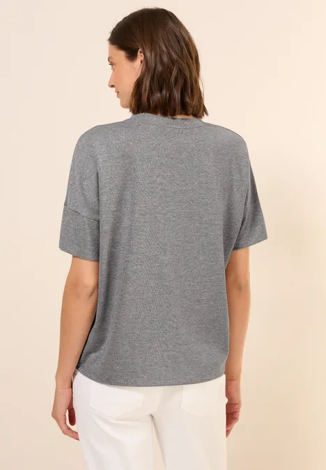 Glitzer-Shirt mit Wording fog grey melange