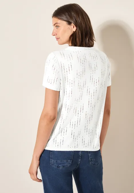 Strukturshirt mit Lochmuster vanilla white