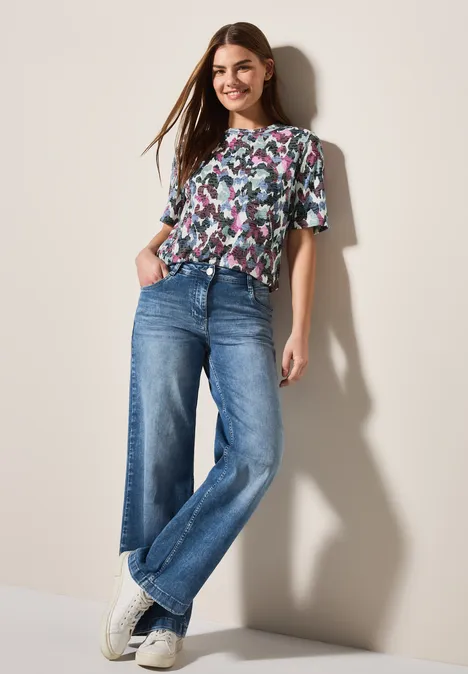 Shirt mit Burn-Out-Muster vanilla white