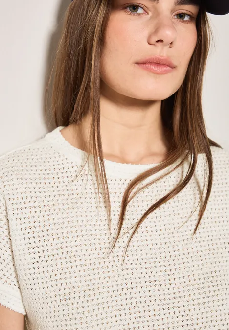 Struktur-T-Shirt vanilla white
