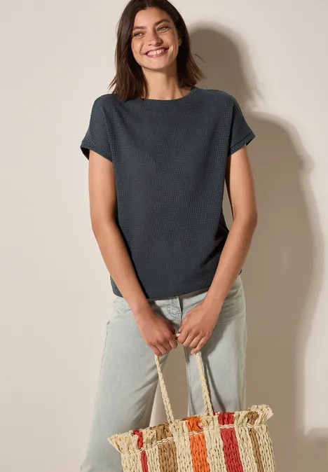 Struktur-T-Shirt volcanic grey