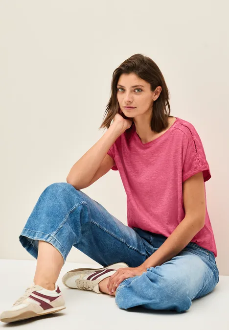T-Shirt mit Knopfdetail glazed apple red