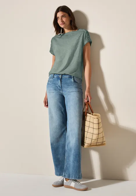 T-Shirt mit Knopfdetail dark balmy khaki