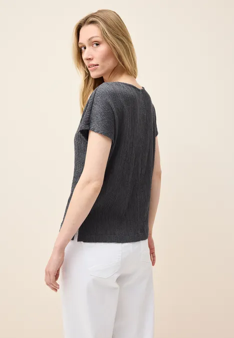 Shirt mit Smok-Struktur volcanic grey