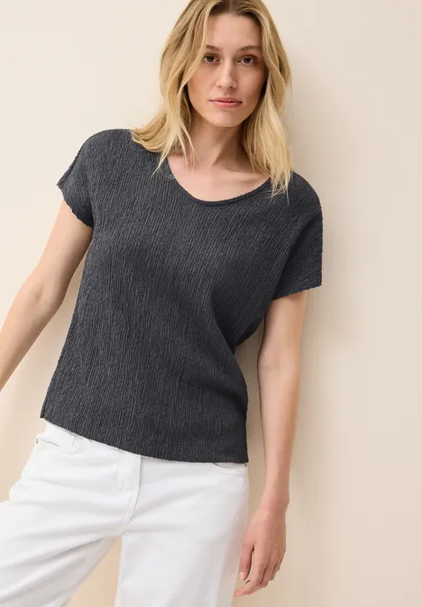 Shirt mit Smok-Struktur volcanic grey