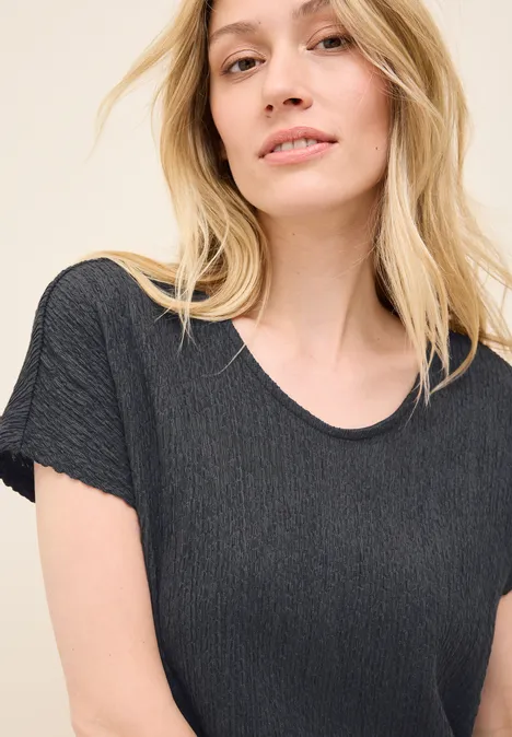 Shirt mit Smok-Struktur volcanic grey