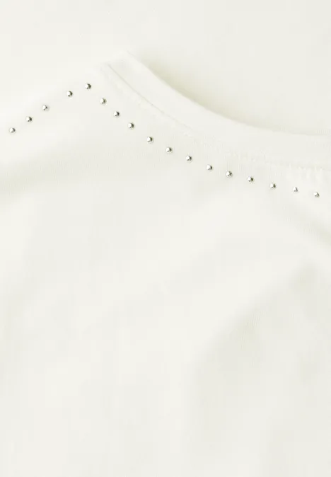 T-Shirt mit Dekosteinen vanilla white