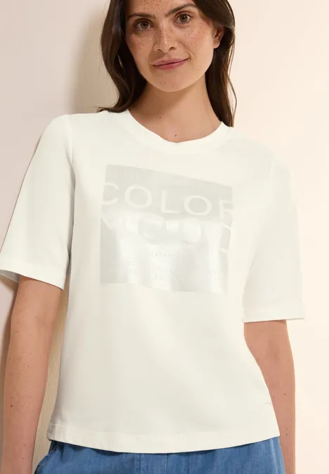 Softes Shirt mit Folienprint vanilla white