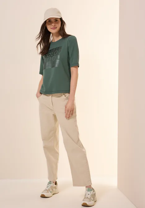 Softes Shirt mit Folienprint dark balmy khaki