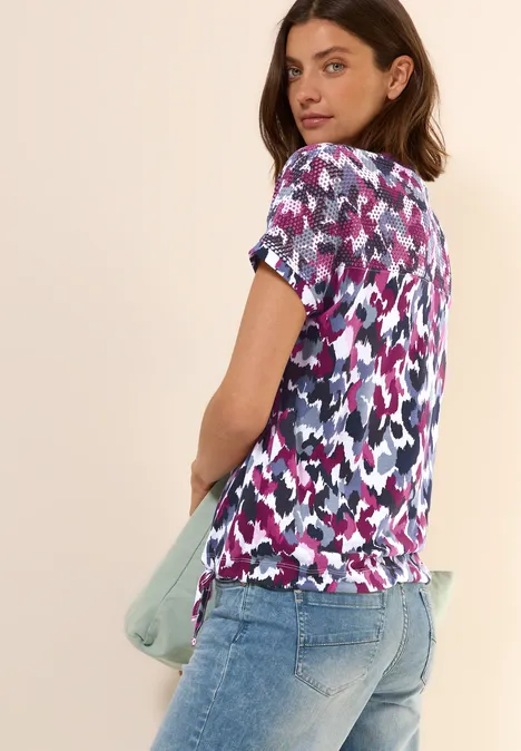 T-Shirt mit Meshdetail vanilla white