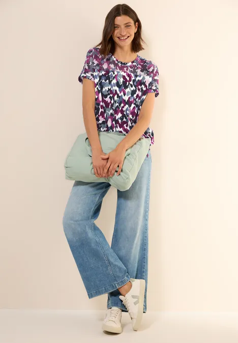 T-Shirt mit Meshdetail vanilla white